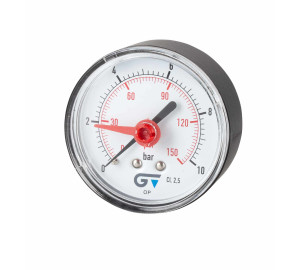 Manómetro Ø 63, indicador rojo, salida posterior 1/4"